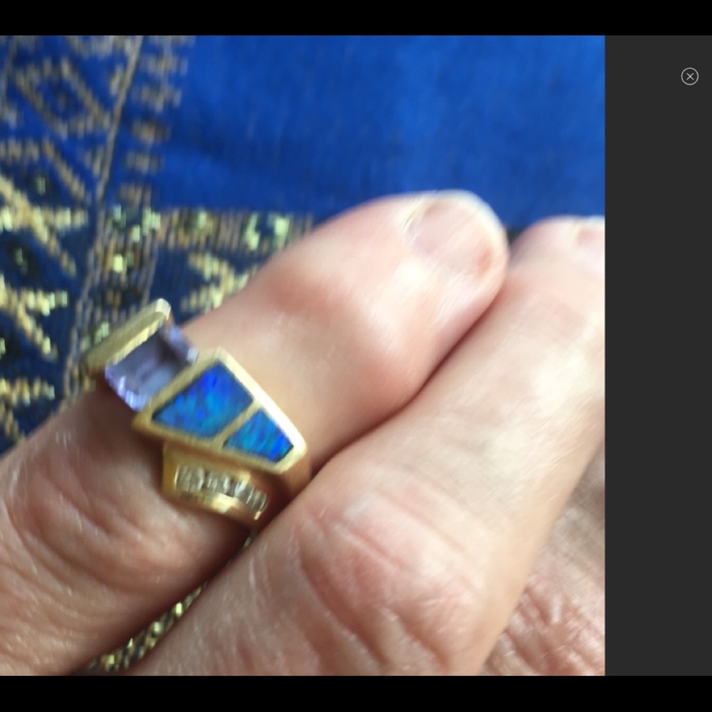 14kt Solid Diamond AsherTanzanite Opal Ring - Picture 3 of 5